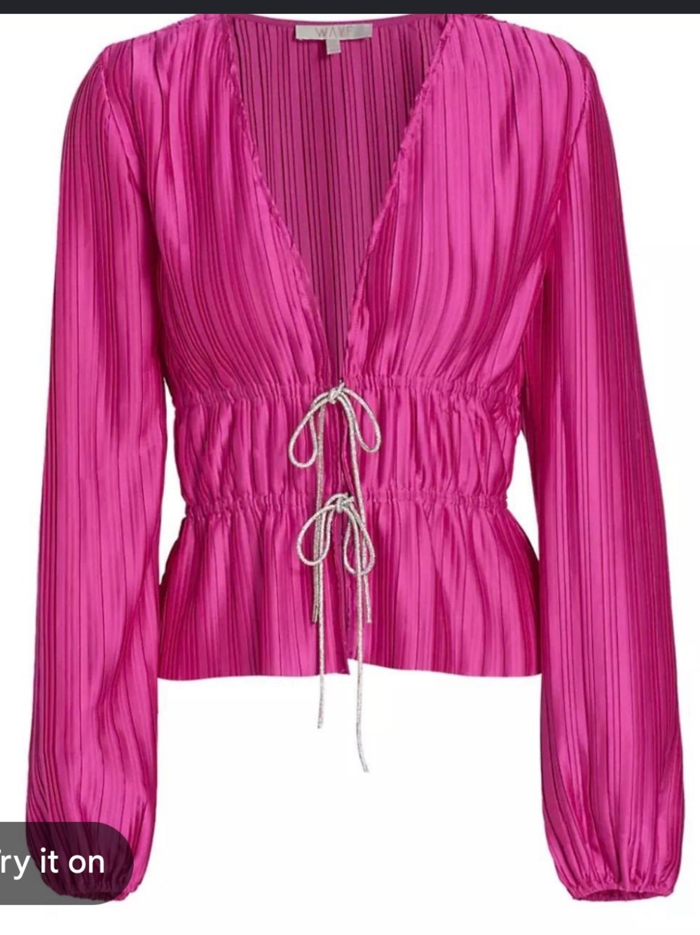 Wayf Pleated Tie-Front Blouse - Fuchsia